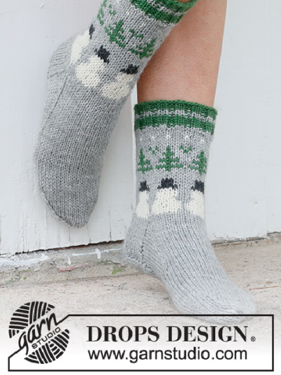 Drops 234 64 Snowman Time Socks