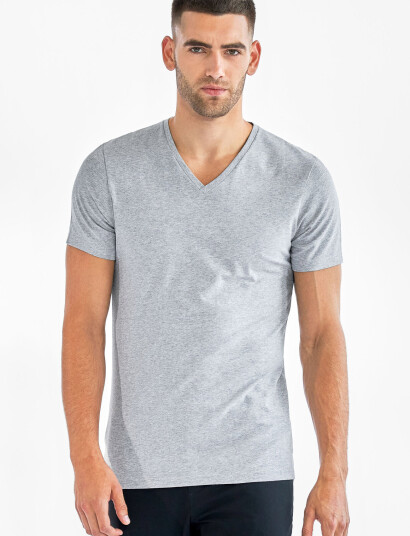 Bread & Boxers V Neck T Shirt Grey M Bread & Boxers V Neck T Shirt Grey M