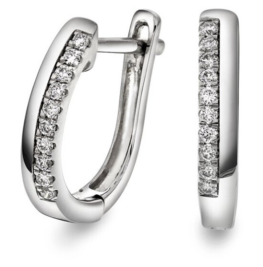 By Gullfunn, Øreringer i 585 hvitt gull med diamanter 0,15 ct