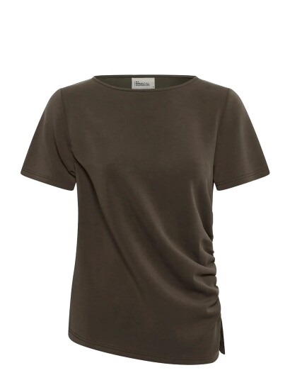 My Essential Wardrobe Mwhelle Asymmetric Tee   Brown   L