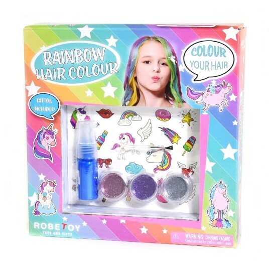 Robetoy Hair Spray Set w. Glitter & Unicorn tattoo 32361 Robetoy Hair Spray Set w. Glitter & Unicorn tattoo 32361