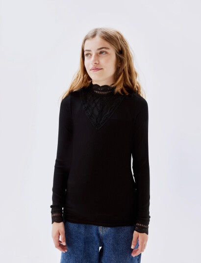 name it Nkfnuri Ls Xsl Top Noos Black 158-164