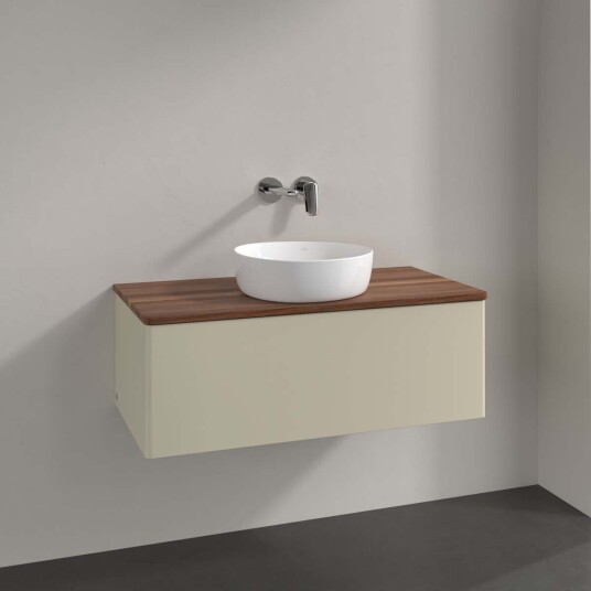 Villeroy & Boch Antao Servantskap med 1 skuff 100x50x36 cm u/lys Grå Matt/Valnøtt