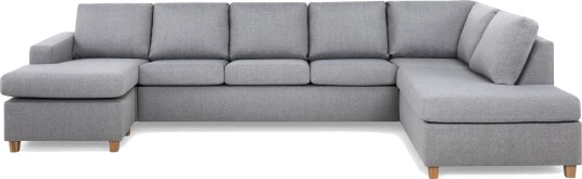 Crazy 5 seters Høyrevendt U formet X Large Sofa med Divan og Sjeselong i Stoff Grå