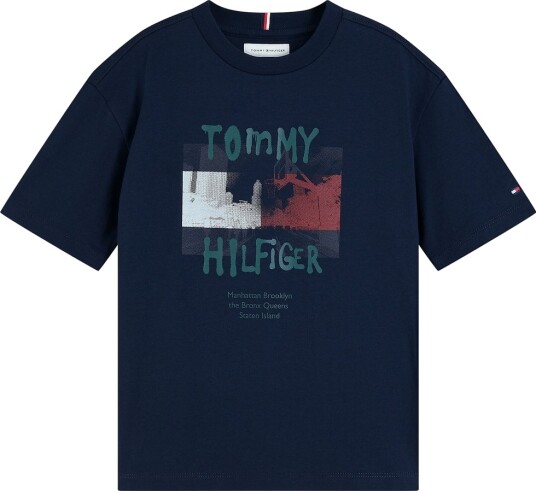Tommy Hilfiger Flag Grafitti Tee Ss Navy 152