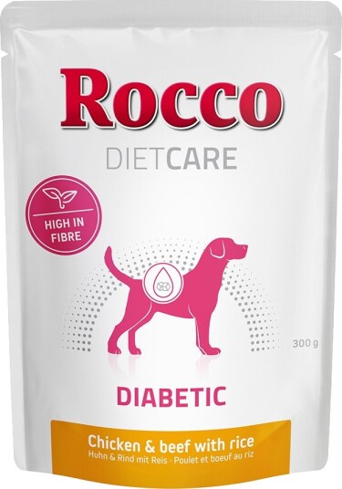 Rocco Diet Care Våtfôr Diabetic Og Med Ris Pose 12 X Kylling Okse 300 G 12 X 300 G