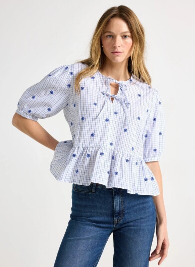 Lindex Blouse With Tie Details Blue XS