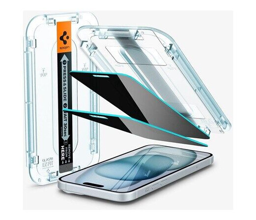 Spigen Glas.tR EZ Fit Privacy 2pk Skjermbeskytter for iPhone 15