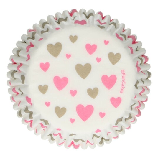 Funcakes Muffinsformer Hjerter Rosa Og Beige Pk/48 