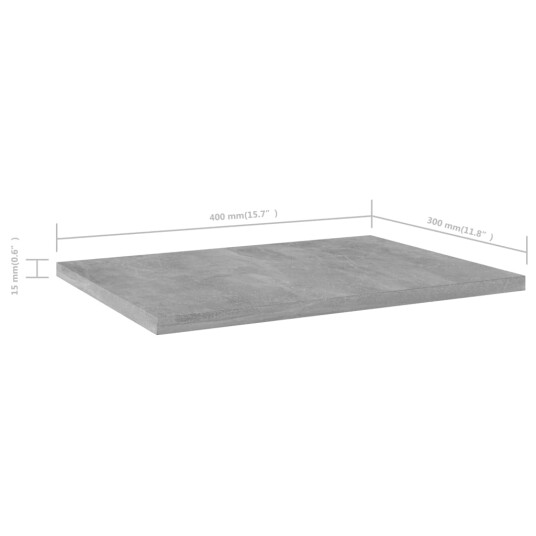  Hylleplater 4 stk betonggrå 40x30x1,5 cm sponplate 8720286244159