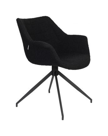 Zuiver Doulton Loungestol m. dreiefot - Swivel Black Bouclé Unoliving