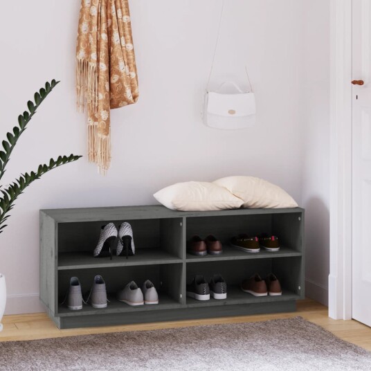 vidaXL Skohylle gr? 110x34x45 cm heltre furu