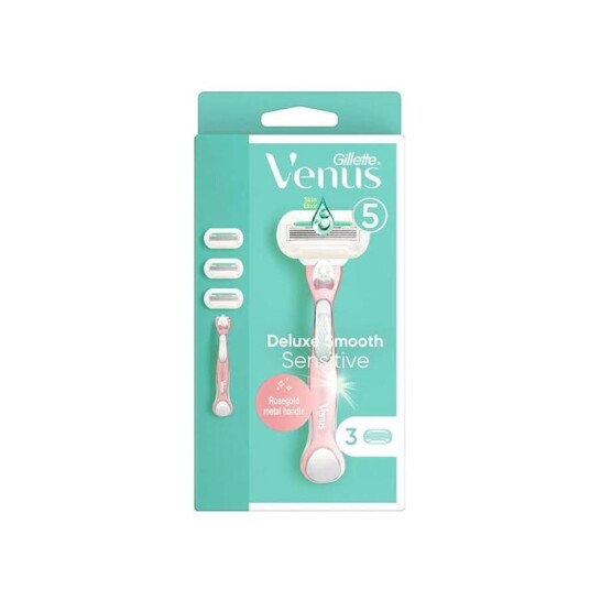 Gillette Venus Deluxe Smooth Sensitive Razor & Razor Blades 1 stk+ 3 stk Barberhøvel