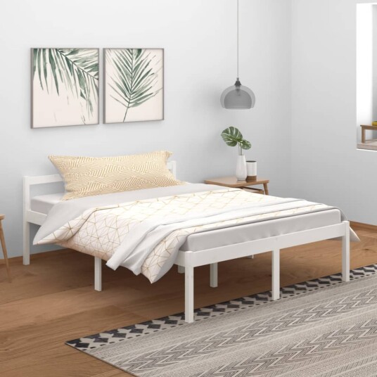 vidaXL Sengeramme hvit heltre furu 150x200 cm 5FT King