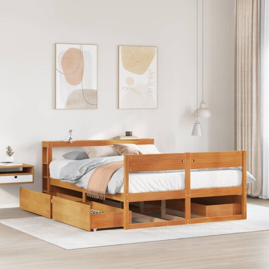 Sengeramme uten madrass voksbrun 160x200 cm heltre furu 3306377 Sengeramme uten madrass voksbrun 160x200 cm heltre furu 3306377