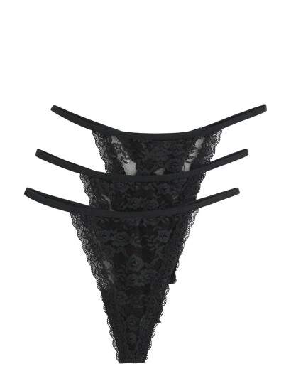 Lindex Brief Jennie Lace Thong 3 Pack Black XS