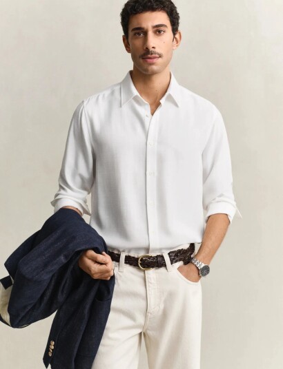 GANT Reg Lyocell Shirt White XXXL
