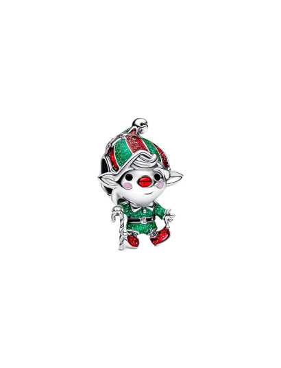 Pandora Moveable Elf Sterling Silver Charm With Glittery Red, Green, Black And Pink Enamel - Multi/patterned - ONE SIZE Pandora Moveable Elf Sterling Silver Charm With Glittery Red, Green, Black And Pink Enamel - Multi/patterned - ONE SIZE
