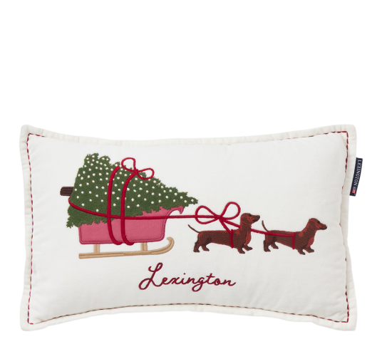 Dog Sleigh pute bomullsfløyel hvit 30x50 cm
