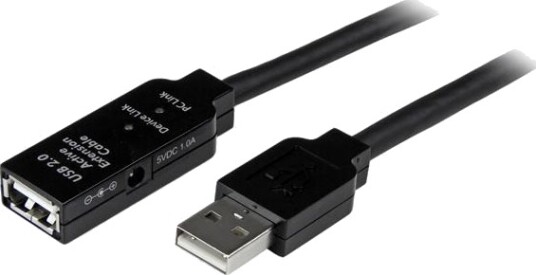 StarTech 15m USB 2.0 Active Extension Cable M/F 15 meter USB 2.0 Repeater Cable Cord USB A Male to USB A Female 15 m Black USB2AAEXT15M -