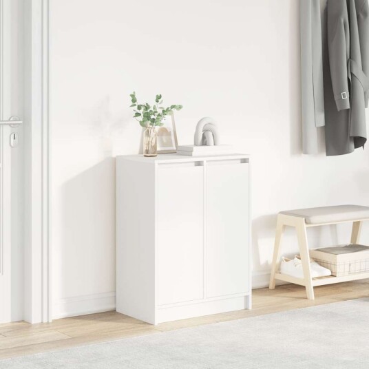 Skoskap hvit 57x34x76 cm konstruert tre Skoskap hvit 57x34x76 cm konstruert tre