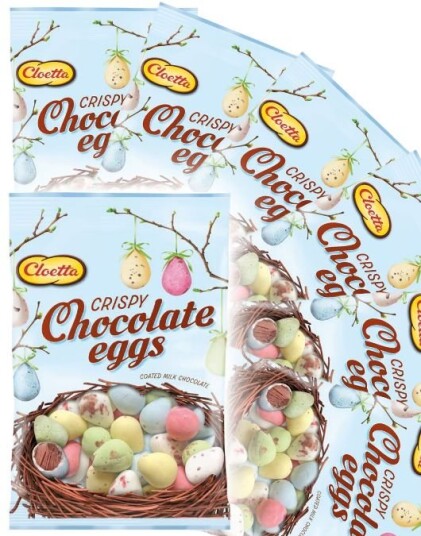 24 stk Cloetta Crispy Chocolate Eggs Dragerte Melkesjokoladeegg Hel Eske 2,64 kg