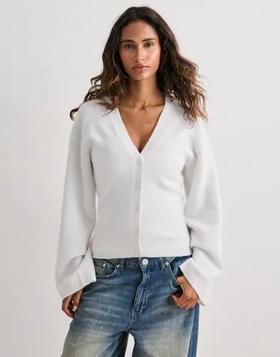 Nelly Hvit Tight Waist Knit Cardigan