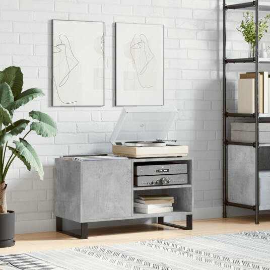 Hifi benk betonggrå 84,5x38x48 cm konstruert tre Hifi benk betonggrå 84,5x38x48 cm konstruert tre
