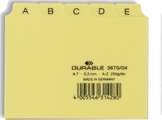 Durable 3670/04 Gult 105 Mm 74 Mm 25 Stykker