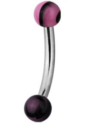 Magic Pink and Black Stone 1.2 x 8 mm Øyenbrynspiercing