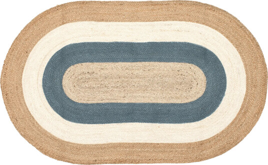 Dixie Elin striped oval juteteppe 92 x 150 cm Horizon blue oval 92x150 cm