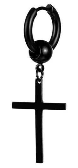Piercing øredobber Ring med Cross Black