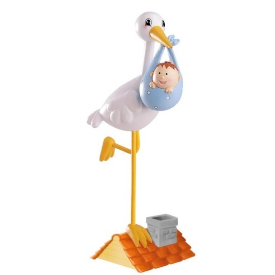 Kaketopp Baby Stork Som Holder Gutt 18cm Kaketopp Baby Stork Som Holder Gutt 18cm