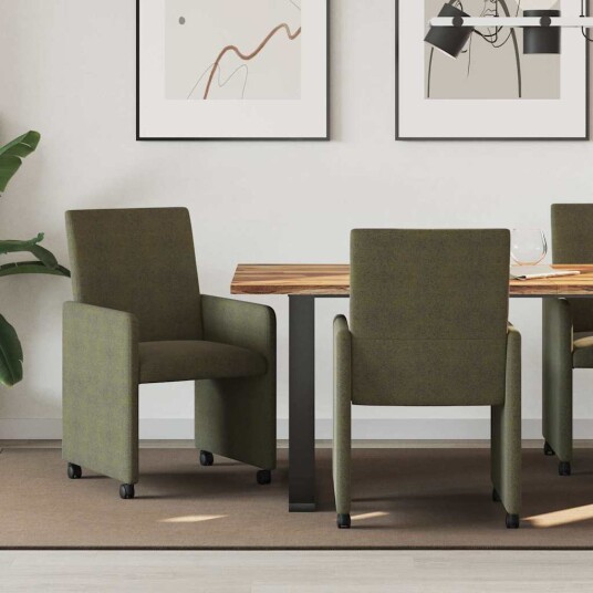 Spisebordsstoler med hjul 2 pcs Army grønn 57 x 66 x 94 cm Spisebordsstoler med hjul 2 pcs Army grønn 57 x 66 x 94 cm