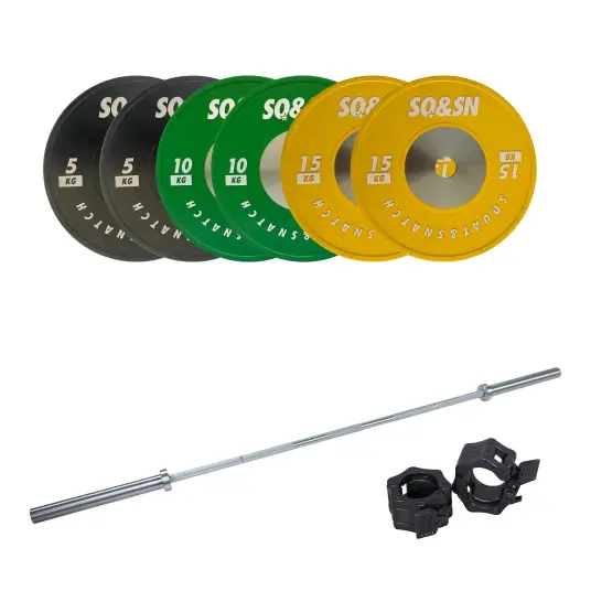 SQ&SN Styrkeløft Vektstangsett 60 kg Farget + 20 kg Stang