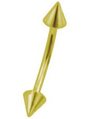 Aab Double Spikes Banan Gullfarget Øyenbrynspiercing Strl 1.2 x 8 mm med 3 mm kule