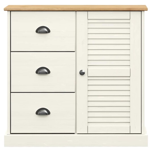 vidaXL Skjenk med skuffer VIGO 78x40x75 cm hvit heltre furu