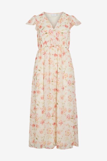 Vila Kjole viEmma S/S V neck Midi Dress Hvit