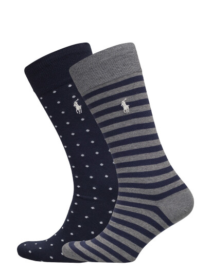 Polo Ralph Lauren Dot Stripe Sock 2-Pack - Blue - ONE SIZE