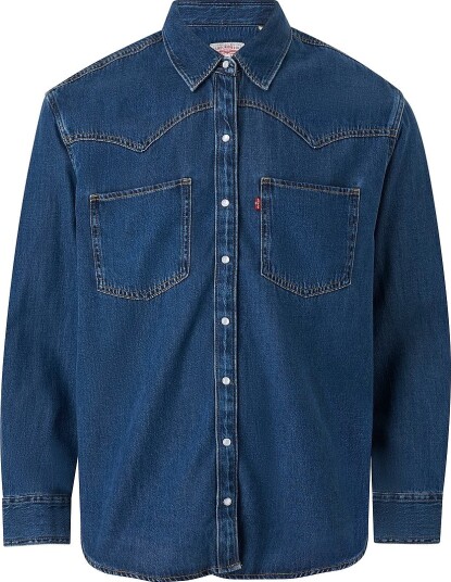 Levi's Plus   Denimskjorte PL Teodora Western Shirt Air S   Blå