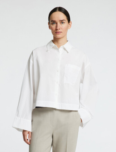 Selected Slfastha Ls Cropped Boxy Shirt Noos - White - 36