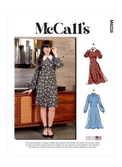 McCall's 8239 - Kjole med krage A5 (6-8-10-12-14)
