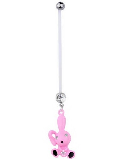 Navlepiercing For Gravide med Rosa Kanin & Sten