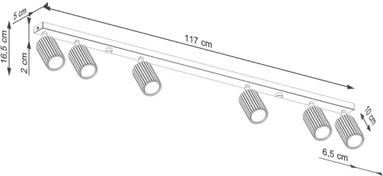Downlight carbon hvit lengde 117 cm aluminium 6 lyskilder. Karbon SOLLUX LIGHTING dimbar Hvit / opal Stue / spisestue Aluminium Moderne