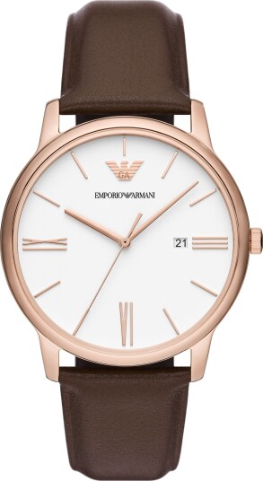 Emporio Armani Herreklokke AR11572 Minimalist Hvit/Lær Ø42 mm