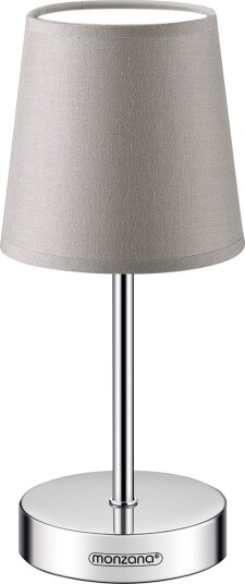 Taupe bordlampe – metallfot stoffskjerm E14 sokkel Taupe bordlampe – metallfot stoffskjerm E14 sokkel