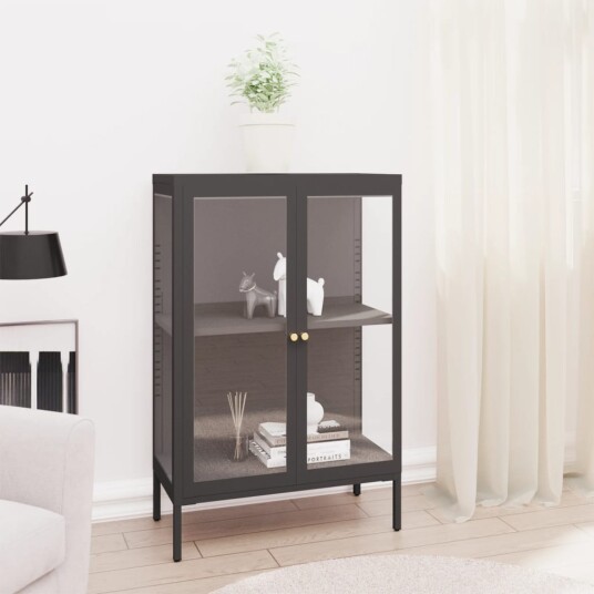 vidaXL Skjenk antrasitt 75x35x105 cm stål og glass vidaXL Skjenk antrasitt 75x35x105 cm stål og glass