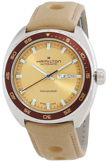 Hamilton Herreklokke H35435820 American Classic Pan Europ Beige/Lær Hamilton Herreklokke H35435820 American Classic Pan Europ Beige/Lær