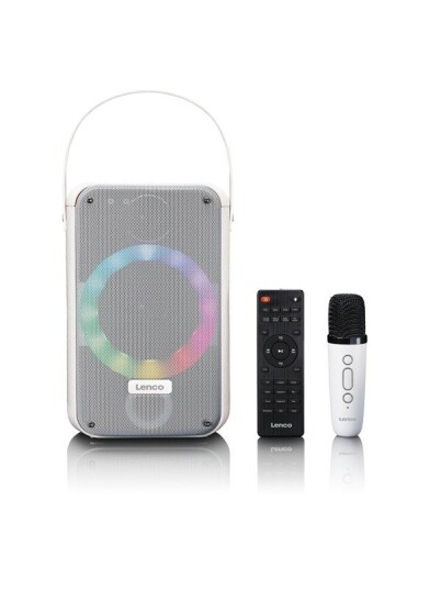 Lenco BTC-060 Bærbar Karaoke Høyttaler med Bluetooth og RGB-lys Hvit Lenco BTC-060 Bærbar Karaoke Høyttaler med Bluetooth og RGB-lys Hvit
