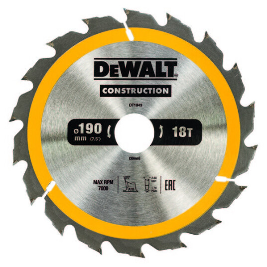 Dewalt Sagblad 190x30x18t dt1943